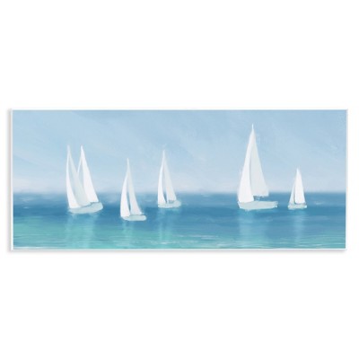 Stupell Industries White Sail Boats Across Coast, 17" x 7"