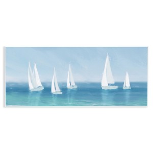 Stupell Industries White Sail Boats Across Coast, 17" x 7" - 1 of 4