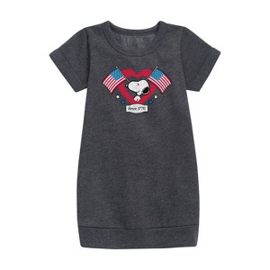 - Peanuts - Snoopy Since 1776 Flag Heart Graphic Short Sleeve Fleece Dress - 1 of 4