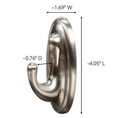 Large Brushed Nickel Traditional Adhesive Hook