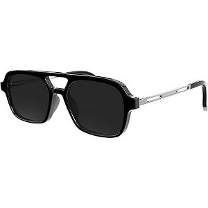 grinderPUNCH Retro Square Sunglasses for Womens Mens Vintage 70s Style Double Bridge Sunglasses (Black) - 1 of 1