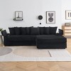 Corduroy Sofa with Cup Holders and Storage Armrests,L-Shaped Sofa with Reversible Chaise and Pillows,4 Seat Sofa for Living Room-Coolbibila - 2 of 4