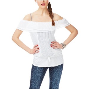 Aeropostale Womens Ruffled Ribbed Placket Sheer Dolman Blouse - 1 of 1