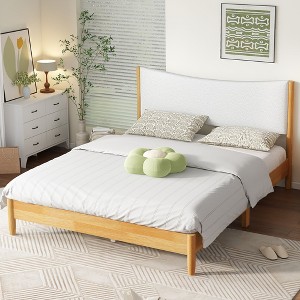 PAGED Full Size Platform Bed Modern Pine Bed Frame with 2 Storage Drawers and L-Shaped Bookcases for Bedroom, Easy Assembly - 1 of 4