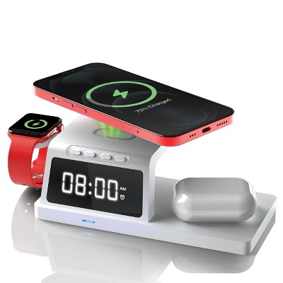 Chargeworx 4-in-1 Wireless Charge Alarm Clock