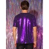 Lars Amadeus Men's Short Sleeves Crew Neck Nightclub Party Sequin T-Shirts - 3 of 4