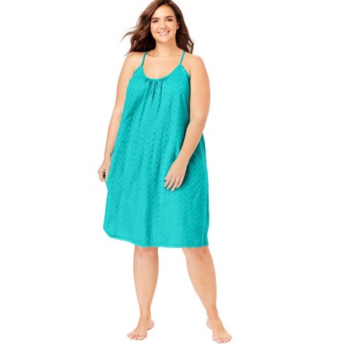 Dreams & Co. Women's Plus Size Thermal Henley Nightgown Nightgown