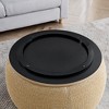 Racxily Multi-Use Ottoman Set: 2-in-1 Ottoman + Table, Drum Stool, Storage, Linen Material – Simple Elegant, Ideal for Living Room/Bedroom - 2 of 4