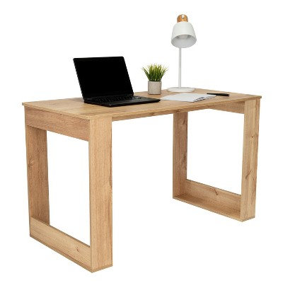 Vynxaria Computer Desk Office Table Smokey Oak Rectangle Shape for Compact Spaces Suitable For Home Office and Study