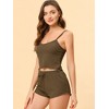 cheibear Women's Spaghetti Straps Cami Tops with Shorts Lounge Sleepwear Pajama Set - 2 of 4