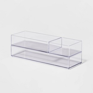 3 Bathroom Plastic Tray Beauty Organizer Set Clear - Brightroom™: Bathroom Accessories & Organization Essentials - 1 of 4