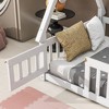 CAVINAS Twin/Full Size Bed Frame with Tent-Shaped Roof & Guardrails,Modern Floor Bed for Kids Room,Bedroom - 4 of 4
