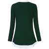 Women's Long Sleeve Contrast Collared Shirts Patchwork Work Blouse Tunics Tops - 3 of 4