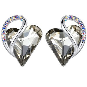 Leafael Infinity Love Heart Stud Earrings with Birthstone Crystal Women's Gifts, Silver-tone - 1 of 4