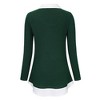 Clearlove Women's Long Sleeve V Neck Contrast Collar Shirt A-line Pleated Office Tunic - 3 of 4