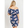 Hello Miz Women's Fitted Ruffle Off Shoulder Maternity Dress - 3 of 4