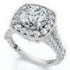 Pompeii3 Certified 3Ct Cushion Halo Diamond Engagement Ring 14k Gold Lab Created - 3 of 4