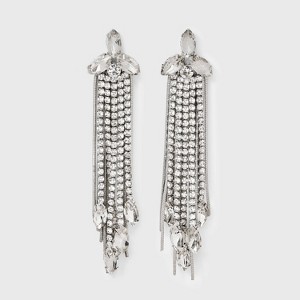 Mixed Chain and Stone Chain Earrings - Silver - 1 of 2