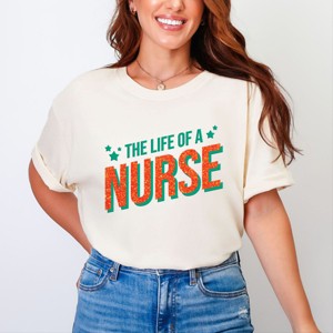 The Life Of A Nurse Puff/Glitter - Womens Garment Dyed Tee - 1 of 3