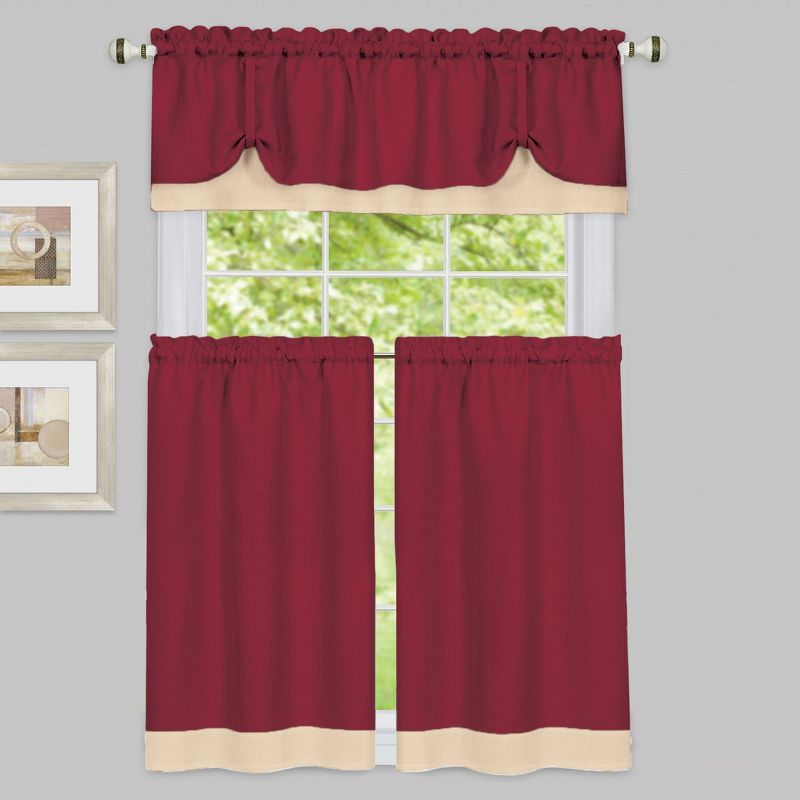 Collections Etc Darcy Two-tone Rod Pocket Café Curtain Tiers -  2 Piece Set, 2 of 4