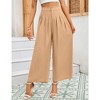 Women's Wide Leg Dress Pants High Elastic Waisted in The Back Business Work Trousers Long Straight Suit Pants - Khaki, 2XL - 3 of 4