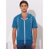 INSPIRE CHIC Men's Solid Color Zip Up Short Sleeve Hoodies Sweatshirt - 3 of 4