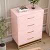 3-Drawer Pink Modern Wooden Dresser ¨C Wide Drawer Chest with Metal Handles for Bedroom - 4 of 4