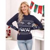 Coolmee Women's Christmas Sweater Reindeer Snowflakes Knitted Ugly Crew Neck Pullover Sweater - 3 of 4