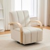 Grungis PU Leather Swivel Accent Chairs,Channel Tufted Living Room Chairs with Solid Wood Armrests,Comfy Chairs for Living Room,Bedroom - 4 of 4