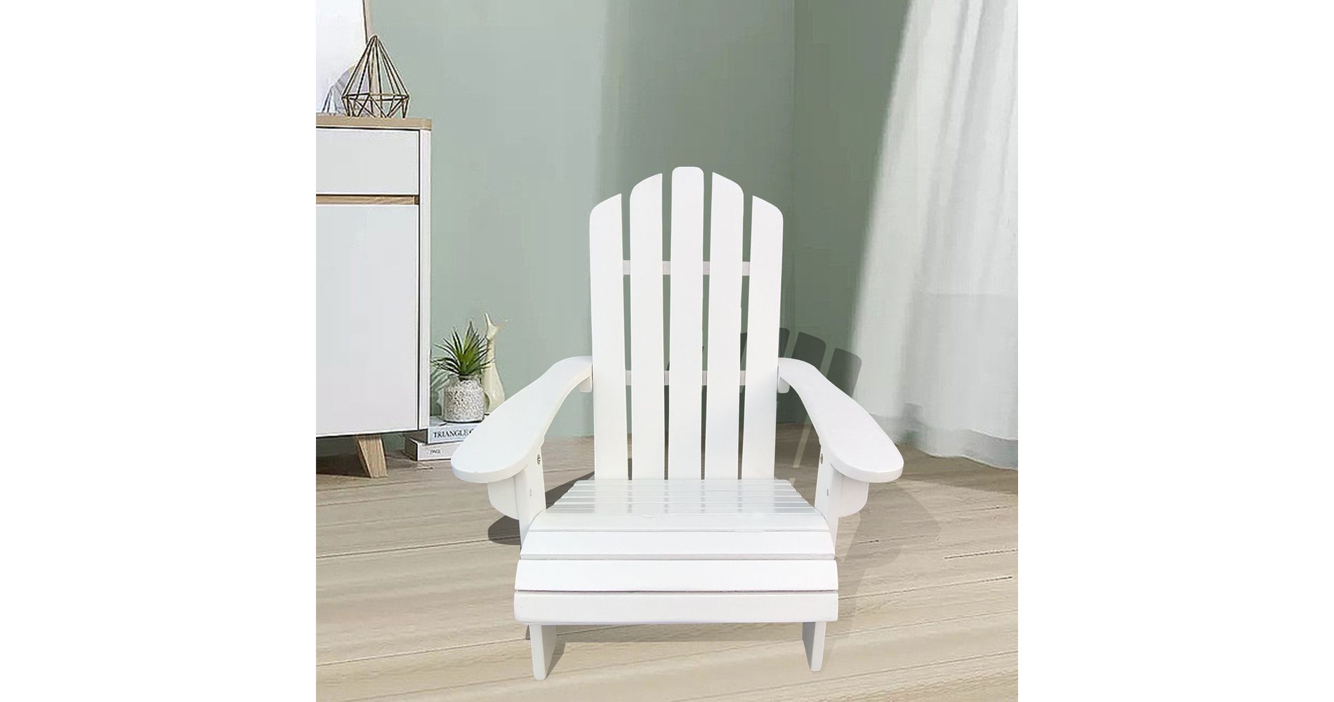 Whisen Adirondack Chair, Populus Hardwood, Sturdy & Comfortable, Easy Assembly for Patio/Garden - White