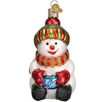 Old World Christmas Blown Glass Ornament for Christmas Tree, Snowman with Cocoa