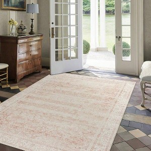 Pink Boho Font Door Rug Indoor Entrance Washable Non Slip Cute Vintage Floral Aesthetic 4x6 Area Rugs Entryway Entry - 1 of 4