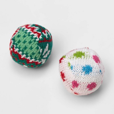 Holiday Knit Balls Cat Toy - 2pk - Wondershop™
