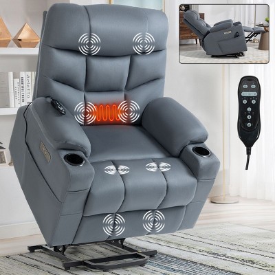 Power Lift Recliner Chair With Vibration Massage And Lumbar Heating,Cup Holders,USB And Type-C Ports,Electric Recliner Armchair-Cuddlewood