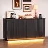 Fredees 63-Inch Modern Sideboard with Charging Station and LED Lights, Adjustable Shelves – Suitable for Kitchen, Dining Room, or Living Room. - 3 of 4