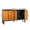 Mid-Century Modern Storage Cabinet – Retro 4-Door Wooden Buffet Cabinet with Geometric Pattern & Adjustable Shelf - 2 of 4
