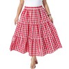 Women's Plus Size 1950s Gingham Plaid Tiered Layer Flowy Vintage Casual Maxi A Line Skirts with Pockets - Agnes Orinda - 2 of 4