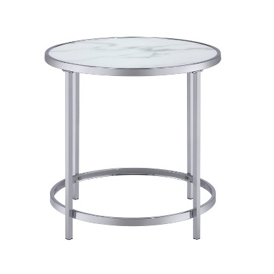 Rayne 24" Round Chrome and Glass End Table