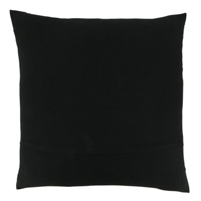Black and Beige Cotton Embroidered Maze Throw Pillow Cover