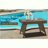 Dracelo 1pc patio folding wicker side table for poolside garden lawn - 2 of 4