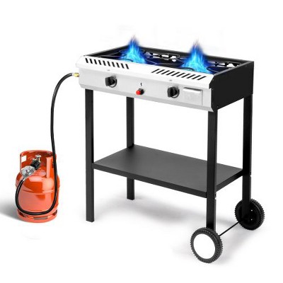 Winado 2 Burner 150,000 BTU Gas Propane Stove with Wheels