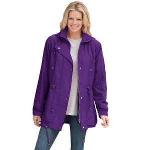 Woman Within Plus Size Fleece-Lined Taslon Anorak - 1 of 4