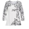 Collections Etc Beautiful Shadow Print Sequin Detailed 3/4 Length Sleeve Top - 3 of 4