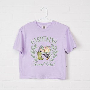 Simply Sage Market Women's Gardening Social Club Short Sleeve Relaxed Fit Cropped Tee - 1 of 4