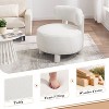 Upholstered Accent Chair Armless Side Chair with Curved Backrest, Teddy/Fur, White/Khaki - ModernLuxe - 2 of 4