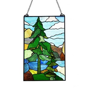Chloe Lighting Nature Landscape Style Stained Glass Window Panel 20" Tall - 1 of 4