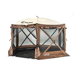 Clam Quick Set Escape Sky Camper 11 5 X 11 5 Ft Portable Pop Up Outdoor Gazebo Screen Tent 6 Sided Canopy Shelter W Ground Stakes Carry Bag Brown Target