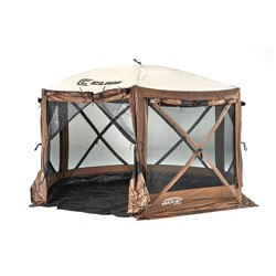 Clam Quick Set Escape Sky Camper 11 5 X 11 5 Ft Portable Pop Up Outdoor Gazebo Screen Tent 6 Sided Canopy Shelter W Ground Stakes Carry Bag Brown Target