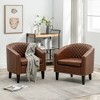 KINWELL Set of 2 PU Faux Leather Club Armchair with Nailheads - 2 of 4