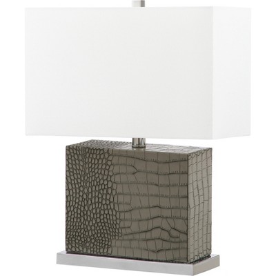 20.5" Delia Faux Alligator Table Lamp Gray (Includes CFL Light Bulb) - Safavieh